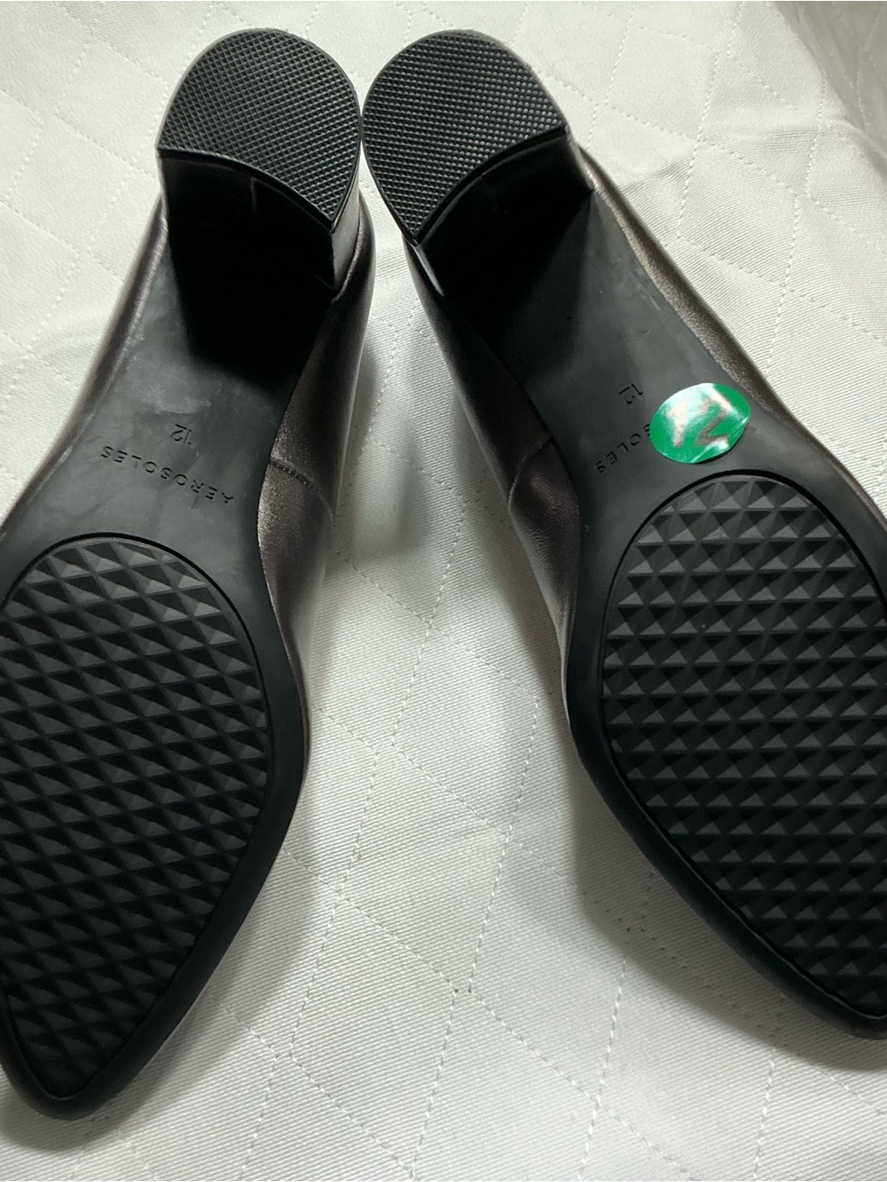 NWOB Aerosoles Betsy Gunmetal Metallic Leather Block Heel Pumps 12 - Picture 6 of 11